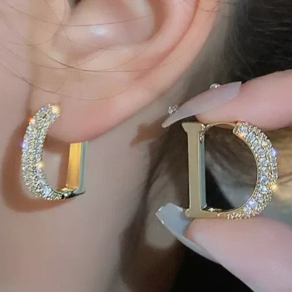 Women's Fashion Earrings 24K Gold Plating Golden Logo Earrings